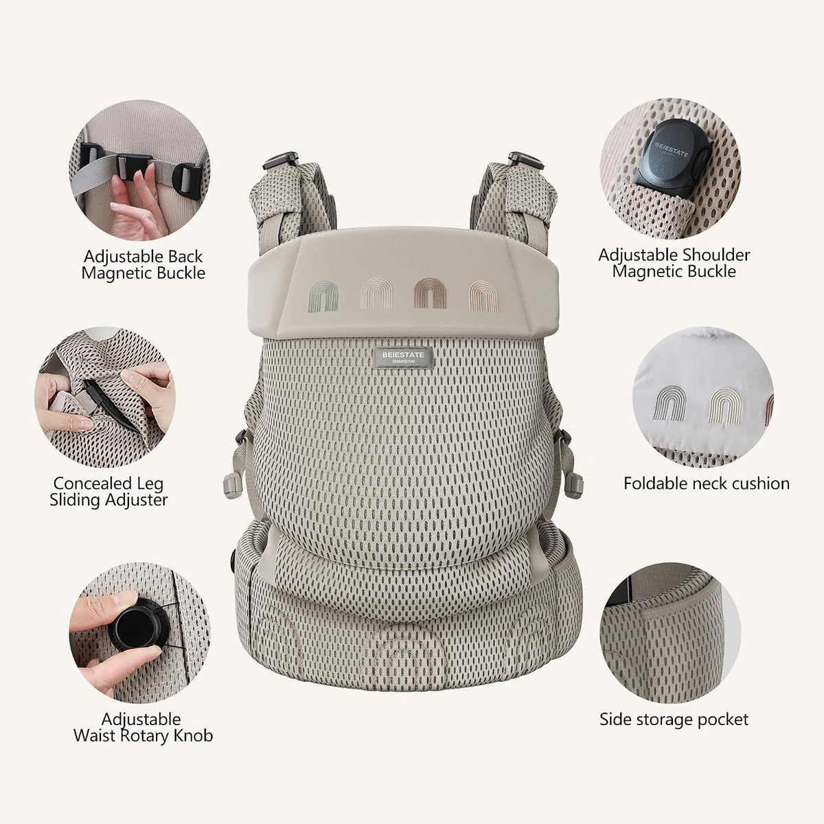 BEIESTATE Rainbow Breathable Baby Carrier