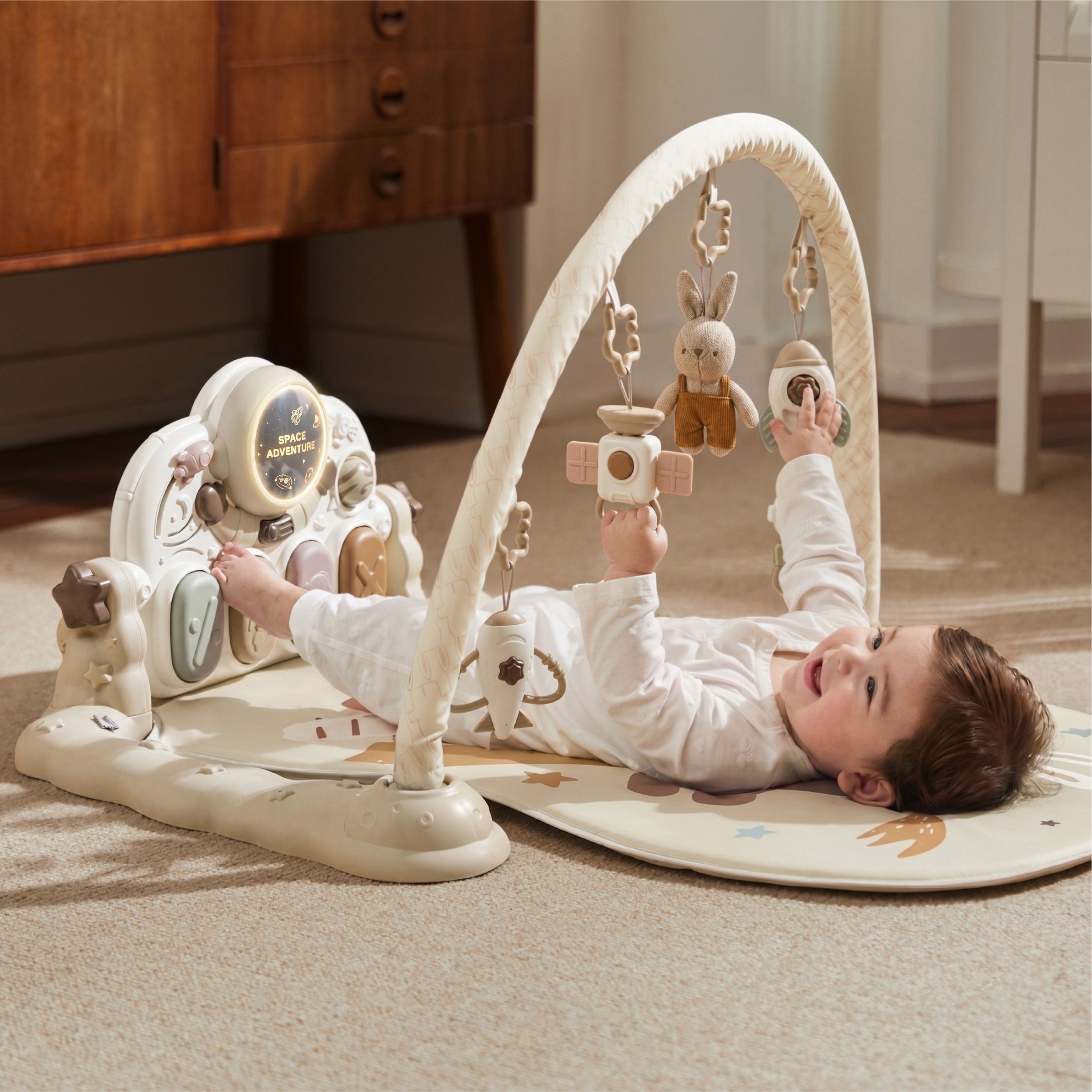 BEIESTATE Astronaut 5-in-1 Baby Gym Walker Piano