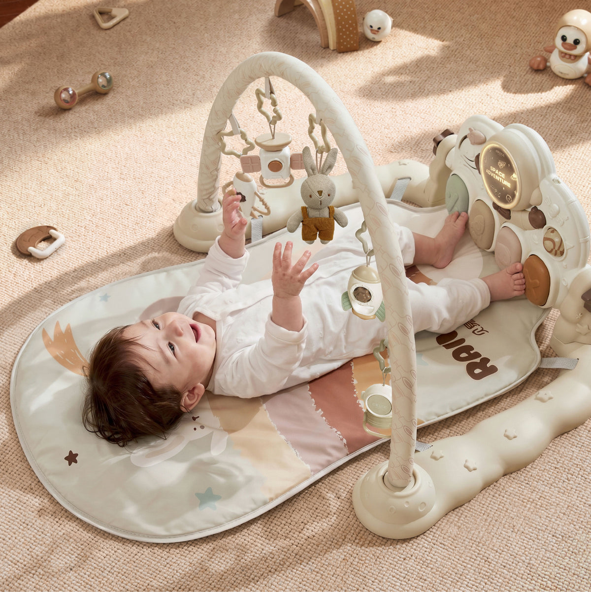 BEIESTATE Astronaut 5-in-1 Baby Gym Walker Piano