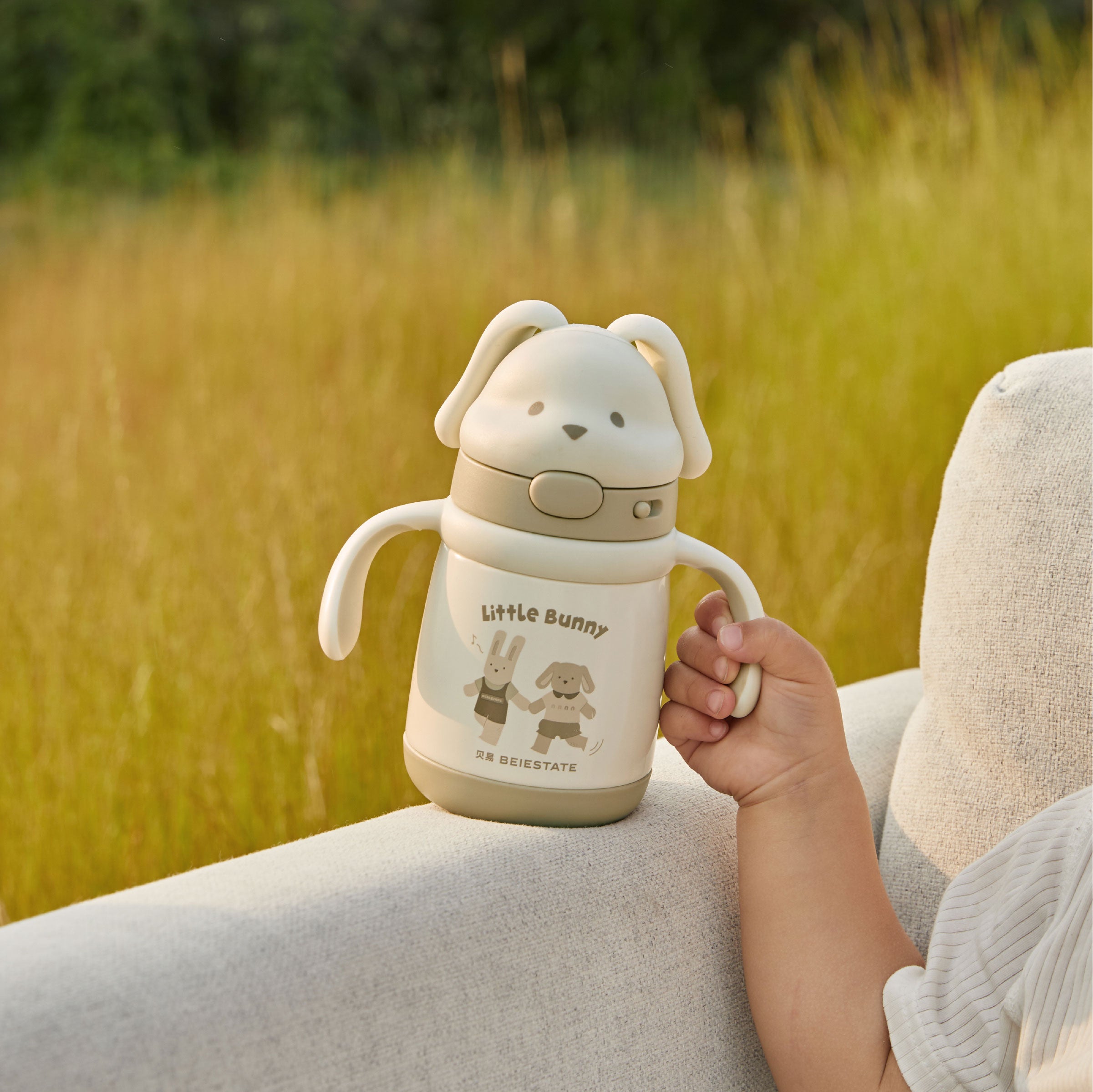 BEIESTATE Bunny Toddler Insulated Straw Sippy Water Bottle 6m+
