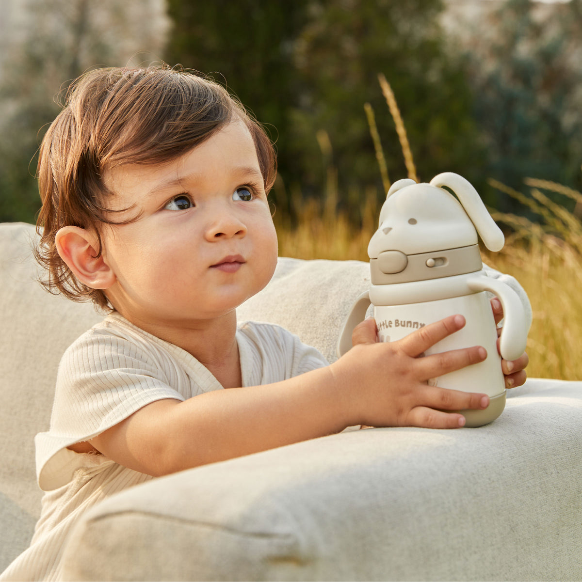 BEIESTATE Bunny Toddler Insulated Straw Sippy Water Bottle 6m+
