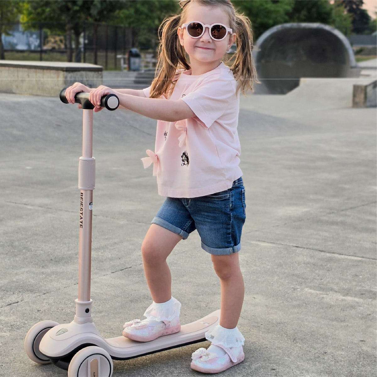 BEIESTATE 2-in-1 Aesthetic Foldable Scooter for Ages 1-8