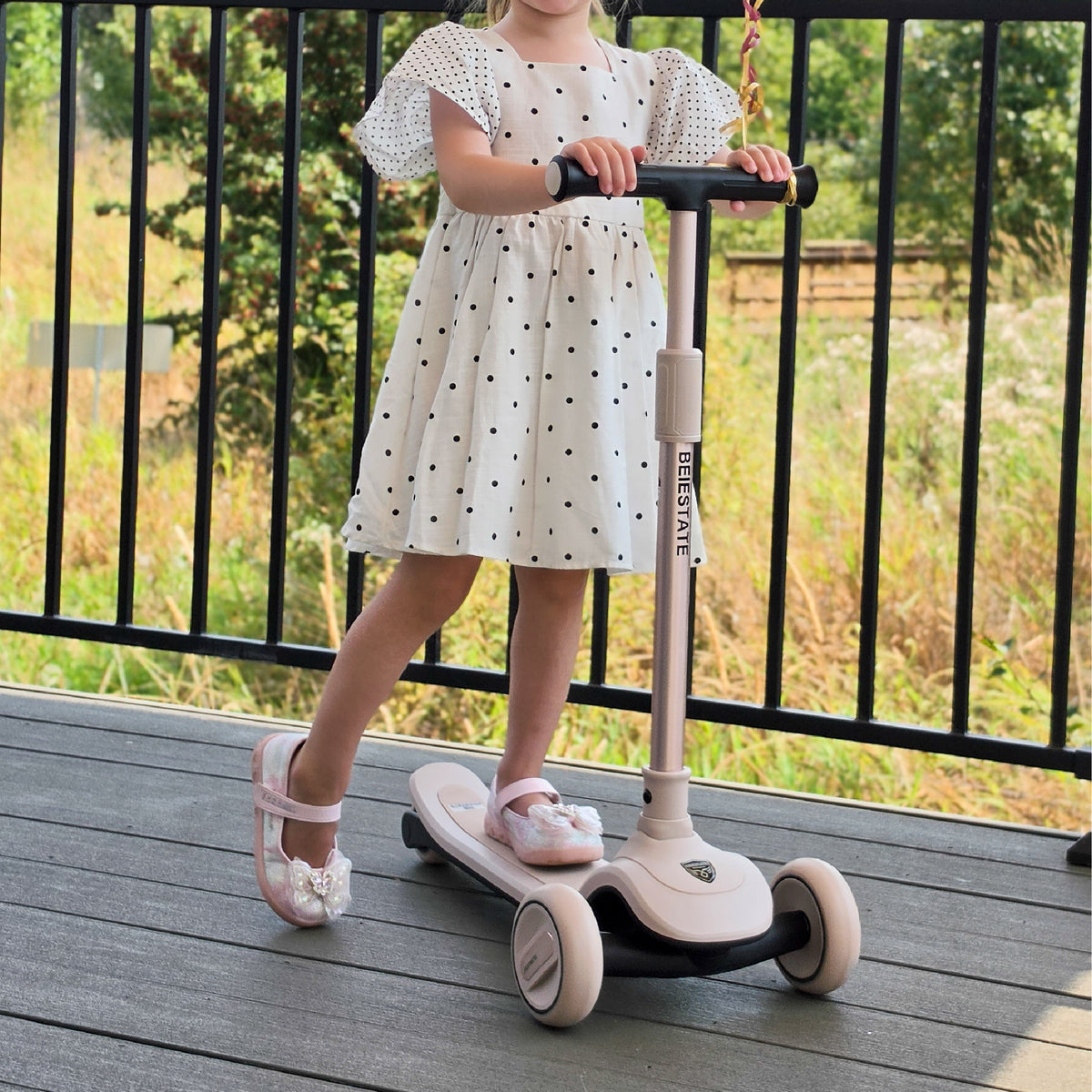 BEIESTATE 2-in-1 Aesthetic Foldable Scooter for Ages 1-8